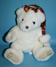 Royal Plush Toys Christmas Teddy Bear 12" Cap Bow White Stuffed Soft Felt Pads