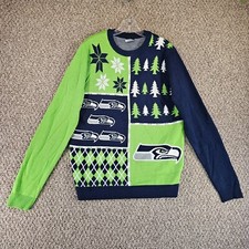NFL Team Apparel Seattle Seahawks Christmas Sweater Mens Medium Long Sleeve