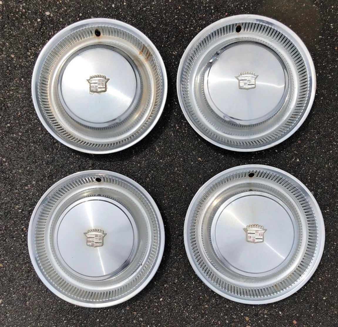 1960 s CADILLAC OEM VINTAGE HUBCAPS WHEEL COVERS CAPS DEVILLE