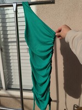 Womens shein green side ruffle sleeveless dress sz xs