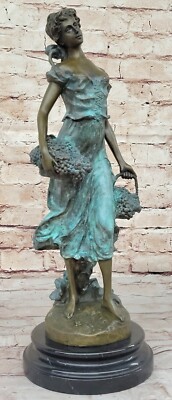 17'' European Bronze Finery Greek Goddess of Harvest Standing Statue Real Bronze