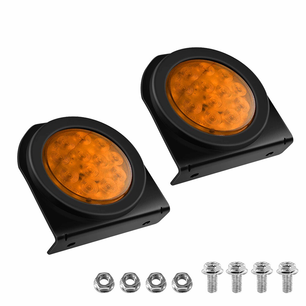 2PCS 4-inch 12 LED Amber Tail Brake Reverse Lights for Truck Trailer