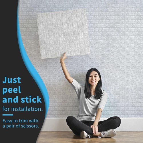 Art3d 20pcs 30.5"x27.5" Foam Faux Brick Self-adhesive White Wall Sticker - Picture 2 of 14