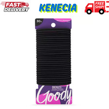 Goody Ouchless Elastic Hair Ties - 30 Ct, Black, 4MM Rubber Bands for Hair,---