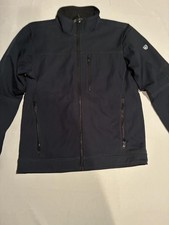 Kuhl Jacket Mens Medium Blue Softshell Fleece Lined Full Zip Hiking Outdoor