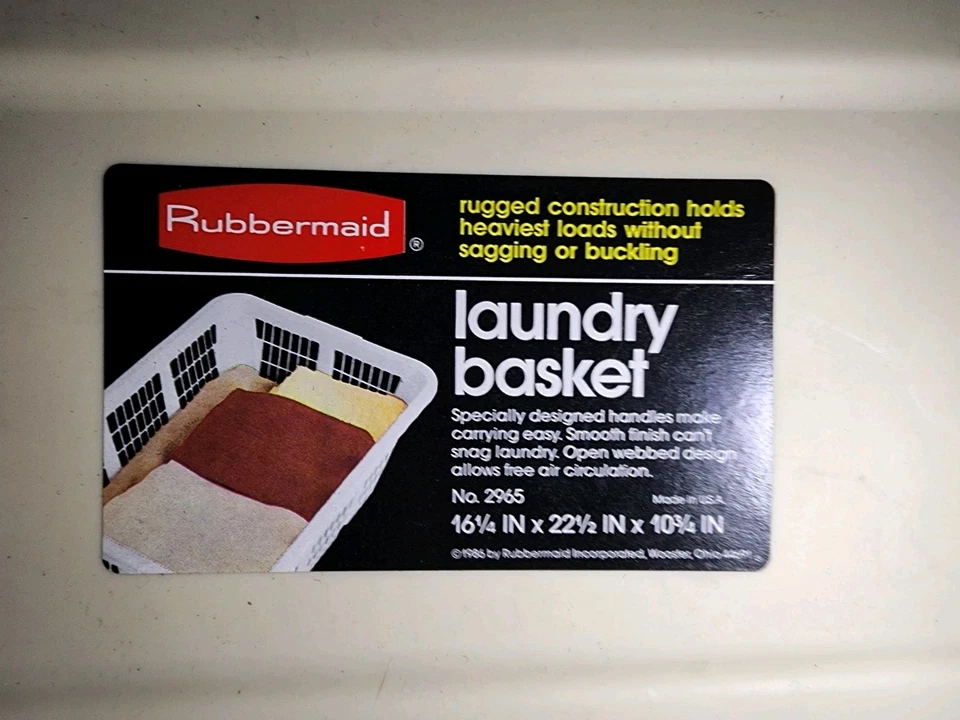 Rubbermaid Vintage Laundry Basket Hamper 2965 Almond Rectangular 1986 - Image 4 of 4