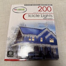200 Christmas Icicle Lights Indoor/Outdoor Clear Lights White Wire Holiday 18 FT
