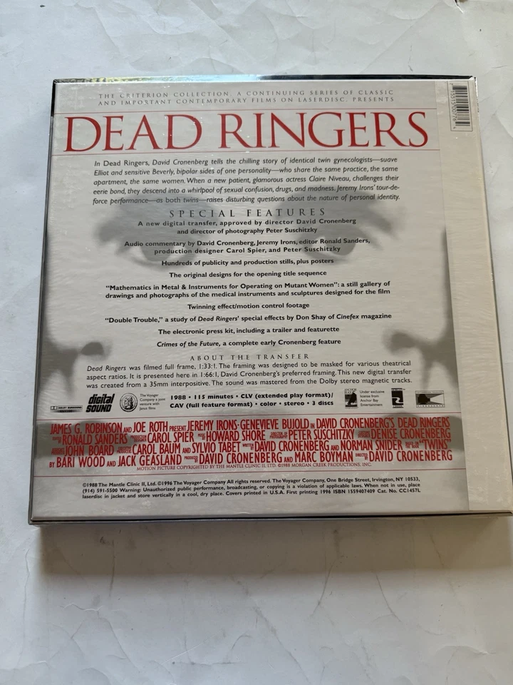 David Cronenberg's DEAD RINGERS-1988 (Criterion Laser Discs Box Set) SEALED - Image 2 of 3
