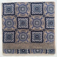 VTG Handkerchief Cotton Purple Square Tile Ornament Geometric Pocket Square 18"G