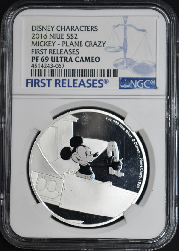 2016 Niue $2 Mickey Mouse Plane Crazy NGC PF69 UC 1st Release 1 ozt .9999