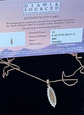 9ct rose gold chain 0.33ct diamond cluster leaf long pendant necklace Not Scrap