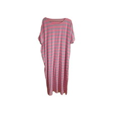 One Size Full Length Coral And Grey Jersey Feel Dress Made In Italy