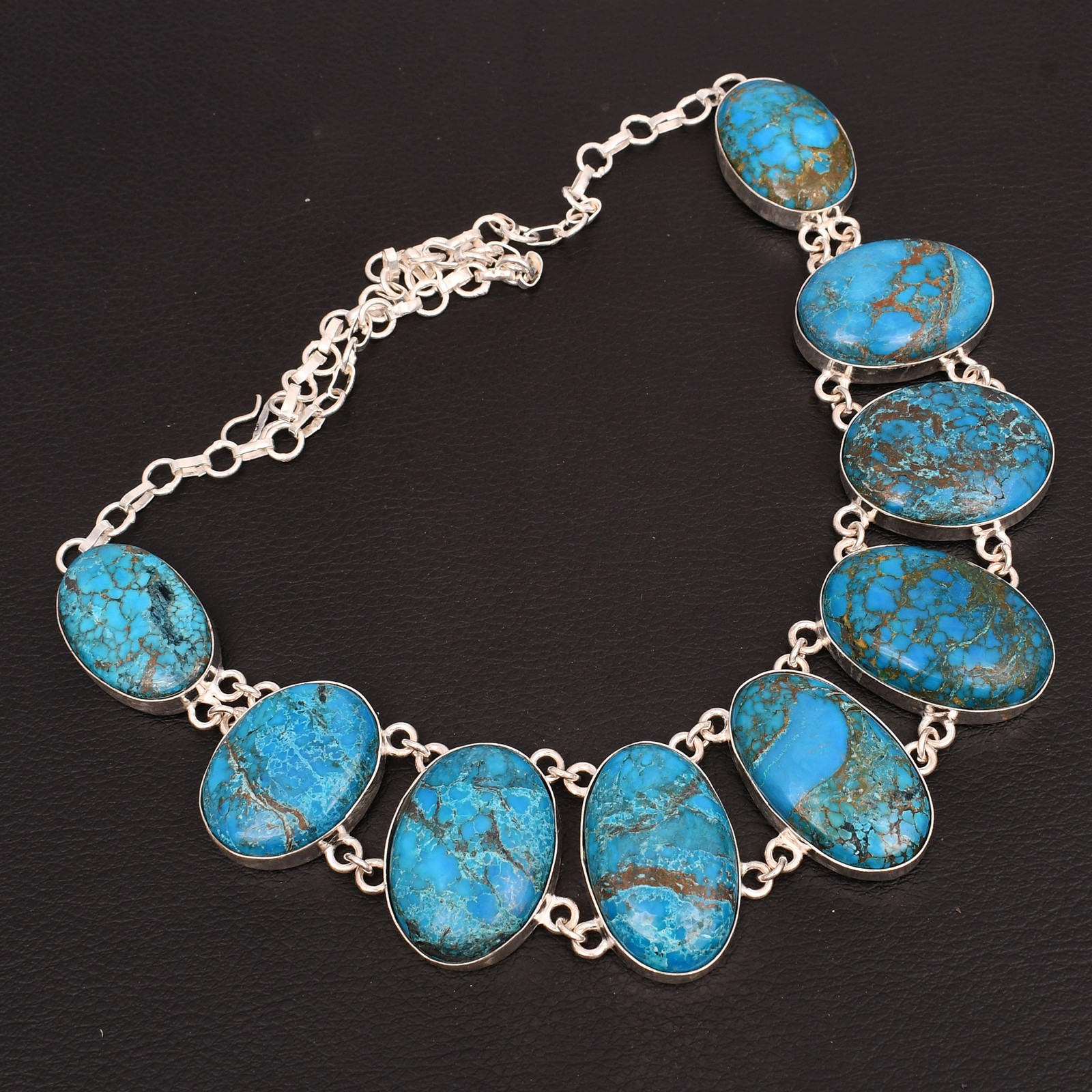 Turquoise Gemstone Handmade Big Necklace Jewelry Gift For Her 125 Gms LBN-9457