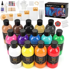 14 Colors 8.45oz Acrylic Pour Paint Supplies Kit, Large Volume Premixed High Flo