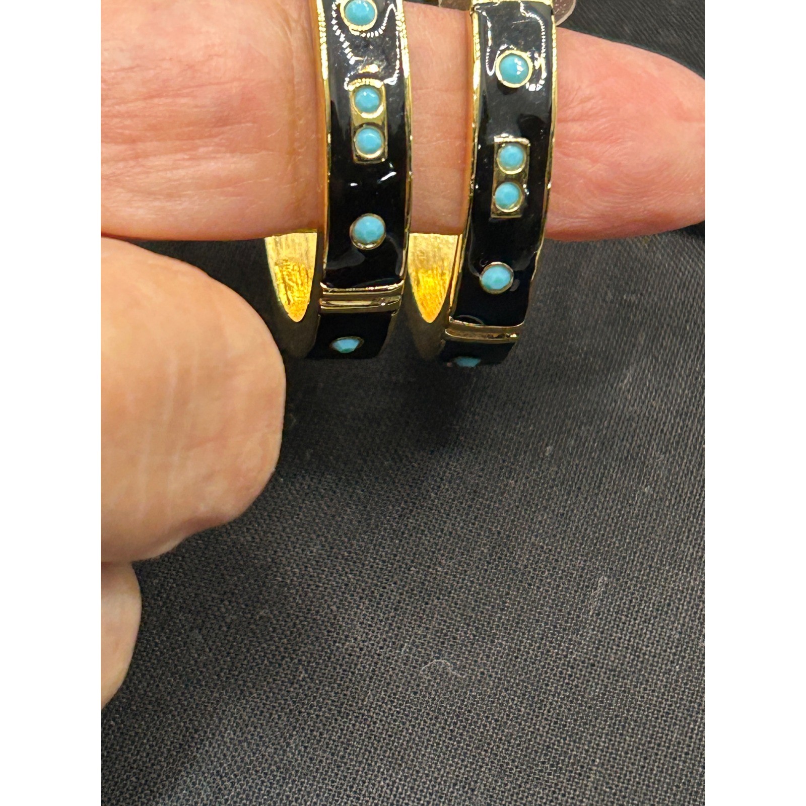 Vintage KJL Kenneth Jay Lane Black Turquoise Open… - image 6