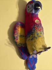 Steiff LORA Plush Parrot 2540/30 - 17  Long Has Tag  Button - Germany - Great 