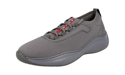 PRADA Nylon Americas Cup Technical Bike Sneaker - 4E3605 Acciaio Grau NEU