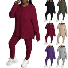 Women's Plus Size 2Pcs Outfits Sweatsuits Long Sleeve Hoodies Tracksuit Sets