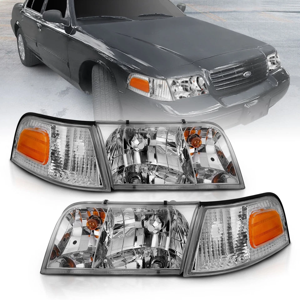 Anzo 121556 Crystal Headlights CRYSTAL HEADLIGHT CHROME WITH BUMPER LIGHT (OE) P - Imagem 2 de 4