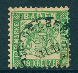 Baden Mi. Nr. 21 a gestempelt geprüft Flemming BPP 700 Euro