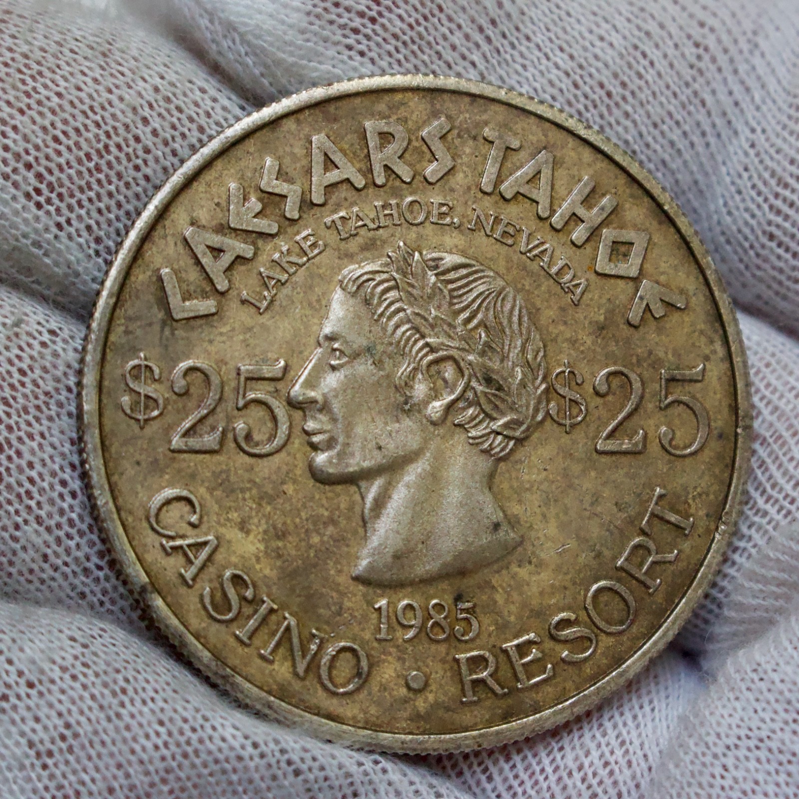 VINTAGE 1985 CAESARS TAHOE $25 GAMING TOKEN ONE OUNCE  .999 FINE SILVER RARE!!