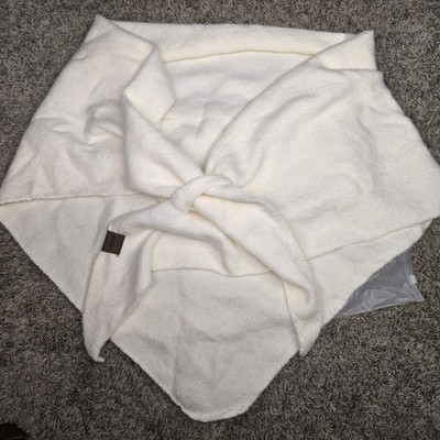 YAKEE Soft Cashmere Wool Stretch Knit Triangle Scarf Wrap Shawl Ivory/Cream