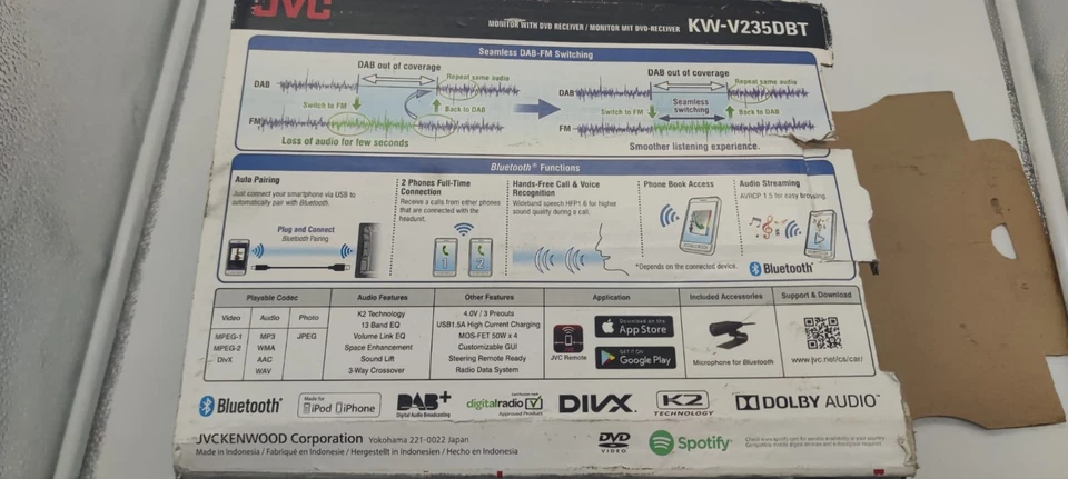 JVC KW-V 235 DBT 2-DIN-DAB BT AUTORADIO gebraucht mit Rahmen für Mazda CX-5 - Bild 2 von 4