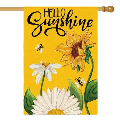 Daisy Sunflower Hello Sunshine House Flag 28x40 Inch Double Sided, Summer Sea...