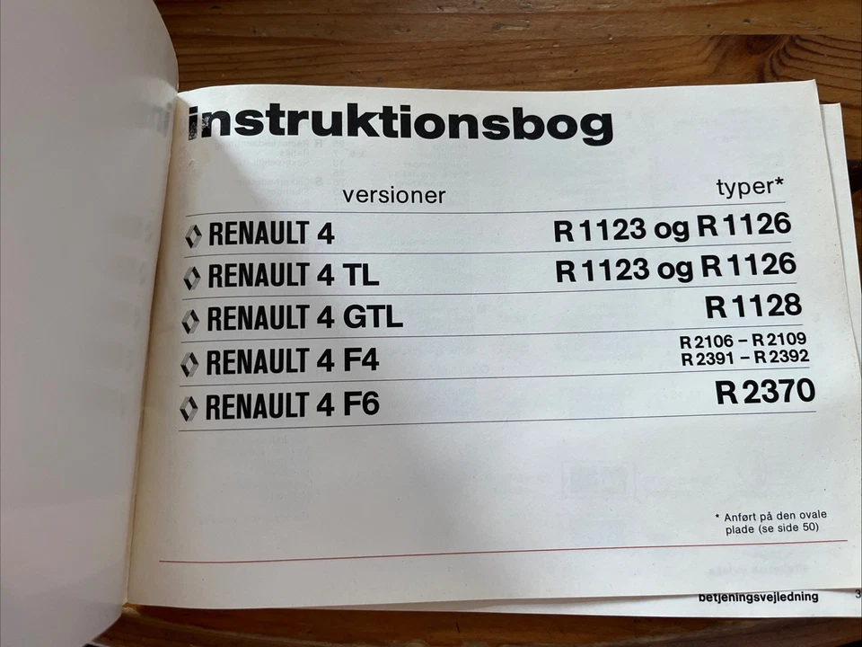 Manuel notice d’entretien / d’utilisation Renault 4 TL GTL F4 F6 Édition Danoise - Photo 3/4