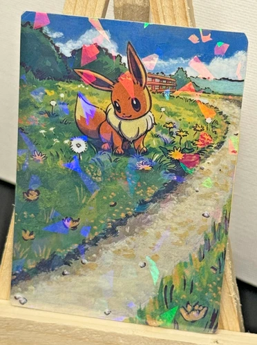 Holographic Eevee Altered Pokémon Pokemon Card Holo TCG Hand Painted Print