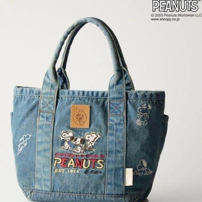 Peanuts 75th Anniversary Denim Embroidered Snoopy Tote Bag Root Tote Neu