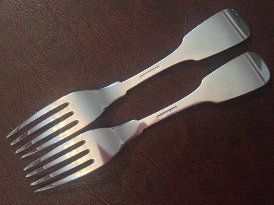 Pair Single-Struck R & W Wilson Coin Silver Dinner Forks, Philadelphia, c 1825 - Image 4 of 4
