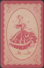 Playing Card Single Old Vintage ** LADY GIRL + FAN ** Australian Blank Swap R