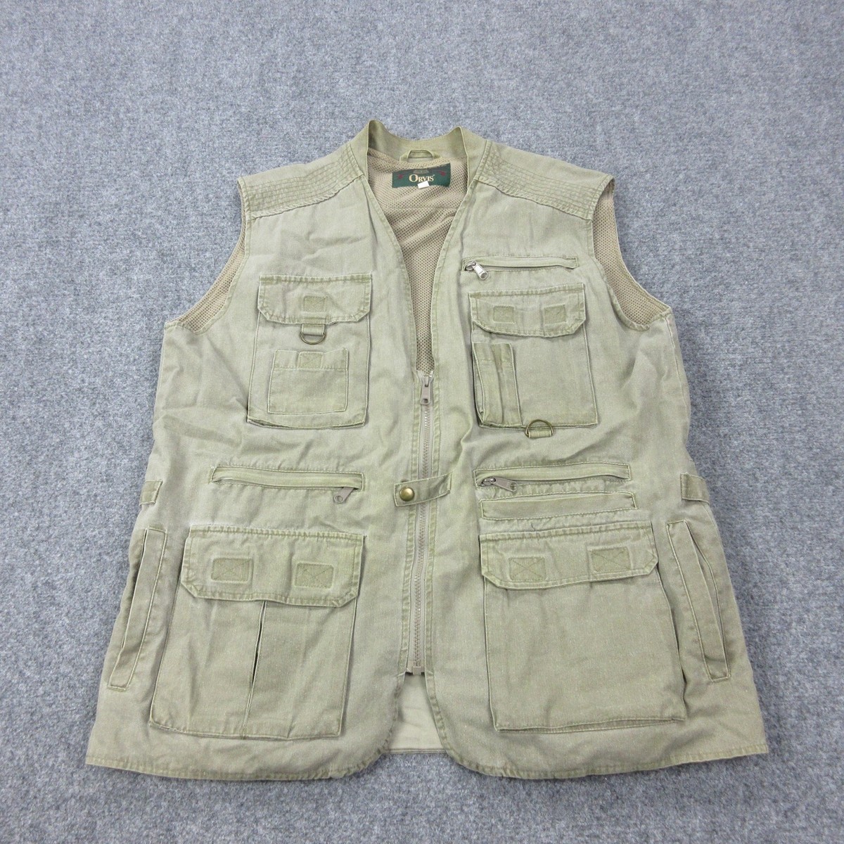 Gilet De Pêche/safari Orvis – Homme – Toile Beige – Taille L – Poches Cargo – Occasion