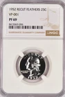 1952 RECUT FEATHERS Washington Quarter Proof VP-001 NGC PF 69 PR69 Top Pop 25C