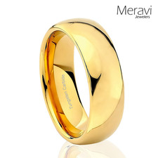    Tungsten Carbide 18k Gold Plate Dome Wedding Band Men Women Comfort Fit Ring