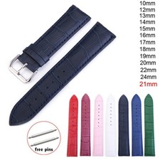 10mm-24mm Genuine Leather Leather Metal Buckle Colorful Replace Watch Strap Band