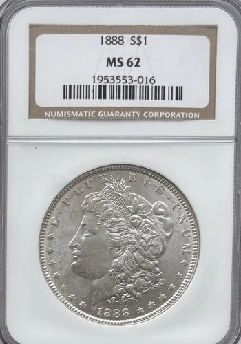 1888-P Morgan Silver Dollar $1 NGC MS-62 BU Philadelphia Mint Coin #584