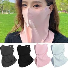 Women Summer UV Protection Neck Scarf Ice Silk Face Mask Outdoor Cycling Sunscre