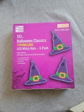 Home Accents Halloween Classics Twinkling LED Witch Hats 3-Pack Brand New 10  