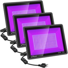 200W LED Flood Lights 3 Pack Black Outdoor Plug in Flood Lights for Party