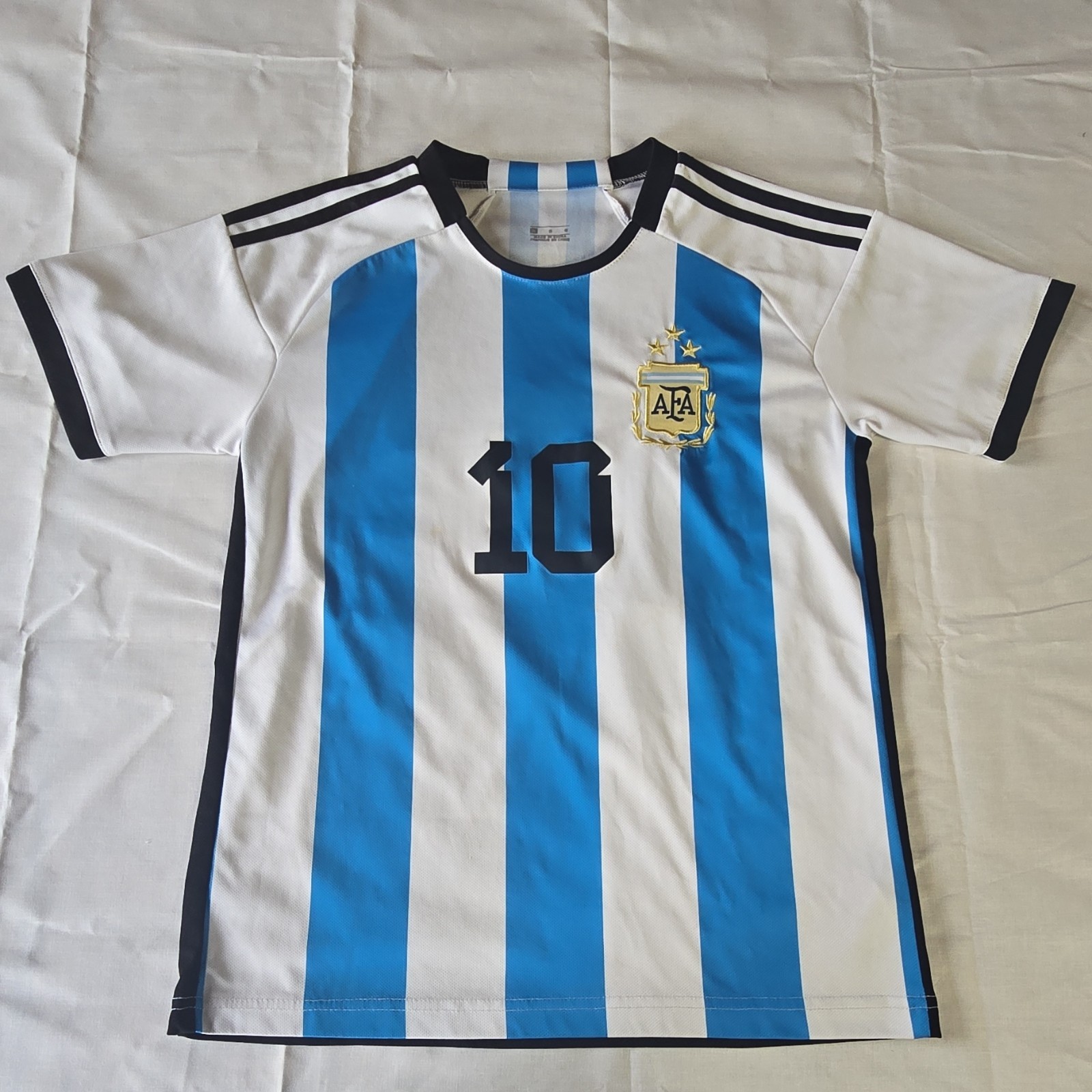 adidas Argentina Lionel Messi #10 REPLICA Soccer Jersey White/Blue/Black Size S