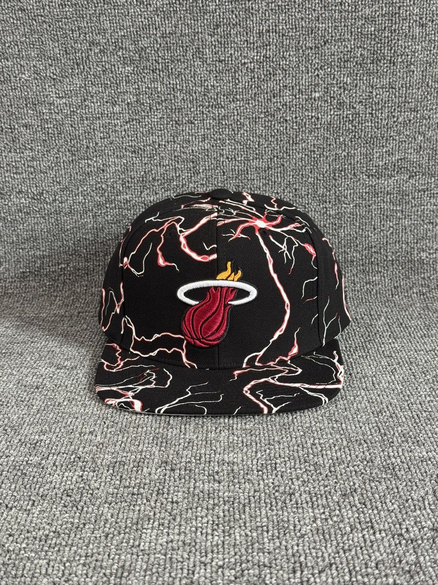 Mitchell & Ness Miami Heat Snapback Lightning Print Black Hat