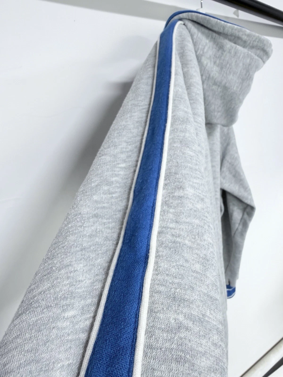Vintage 80s Nike Blue Tag Full Zip Hoodie | Heather Grey w/ Blue Striped Sleeves - product detail image 8