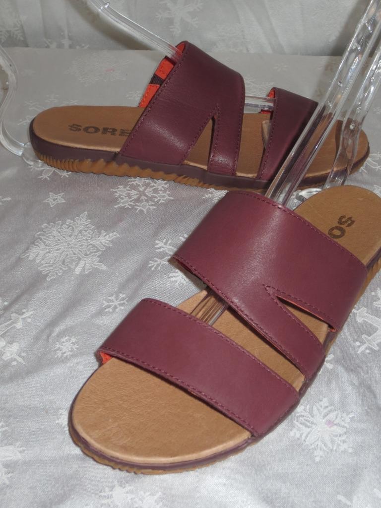 Sorel Women's Elderberry Leather Slide Sandals Size 9