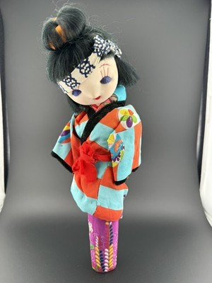 Vintage asiatische Volkskunst Mutter mit Baby Klammer Puppe-handgenäht-EUC-Qualität - 11'' groß Japan