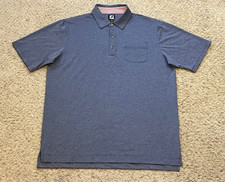 FootJoy Blue Heather Lisle Self Collar Performance Golf Polo Shirt Size XL EUC