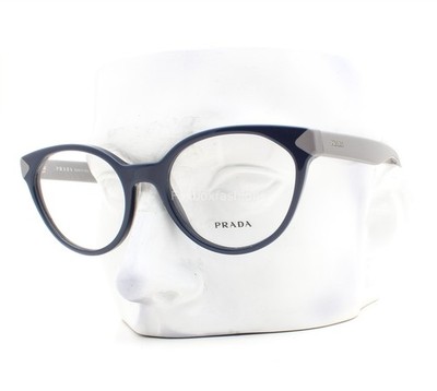 Prada Eyeglasses VPR 01T TFM-1O1 Glasses Polished Navy Blue on Gray 51mm No Case