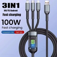 3in1 Fast USB Charging Cable Universal Multi Function iPhone Charger Cord USB-C