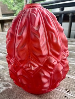 Red GWTW Globe Shade Oil Lamp Beaded